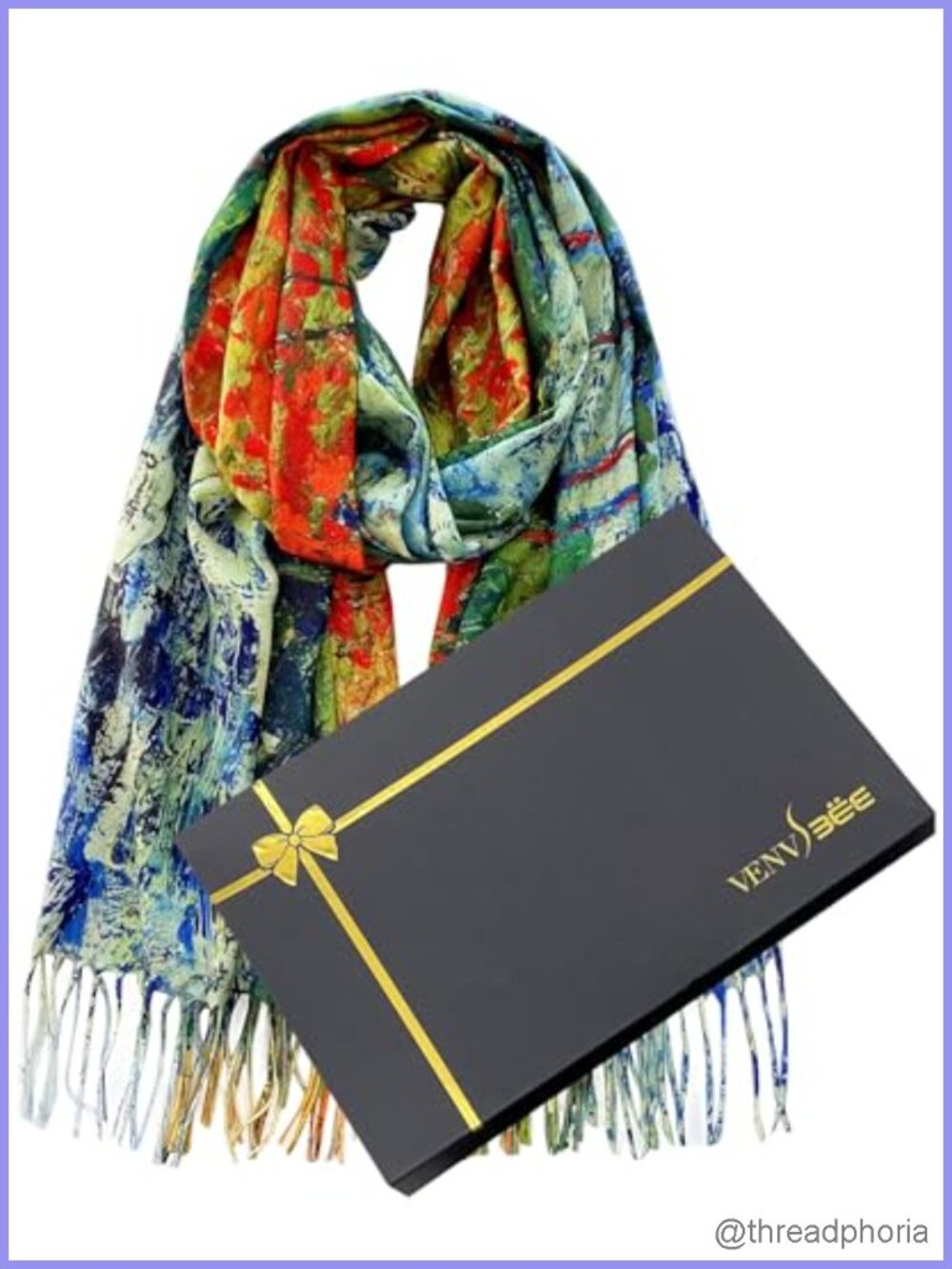 Van Gogh Art Reversible Pashmina Scarf Wrap Shawl in Gift Box Soft Lightweight